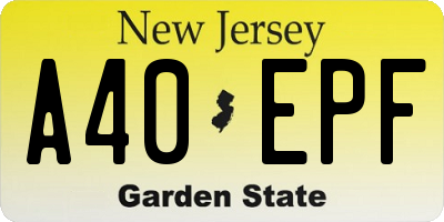 NJ license plate A40EPF