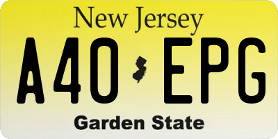 NJ license plate A40EPG