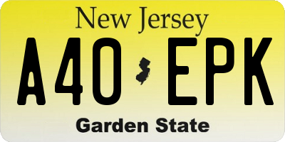 NJ license plate A40EPK