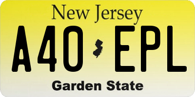 NJ license plate A40EPL
