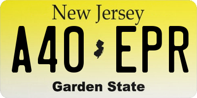 NJ license plate A40EPR
