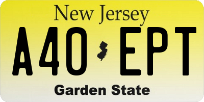 NJ license plate A40EPT