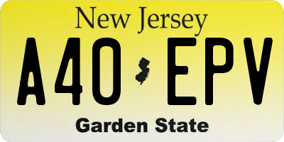 NJ license plate A40EPV