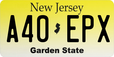NJ license plate A40EPX