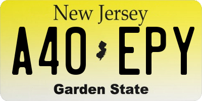 NJ license plate A40EPY