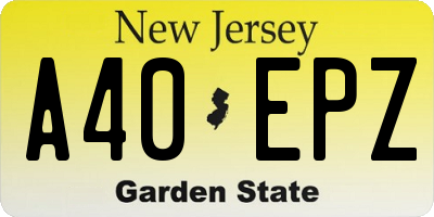 NJ license plate A40EPZ