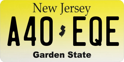 NJ license plate A40EQE