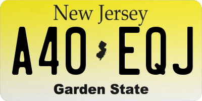 NJ license plate A40EQJ