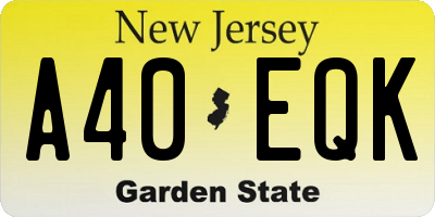 NJ license plate A40EQK