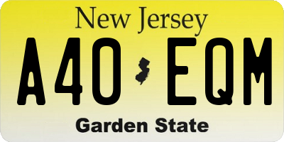 NJ license plate A40EQM