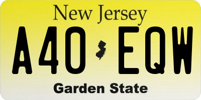 NJ license plate A40EQW