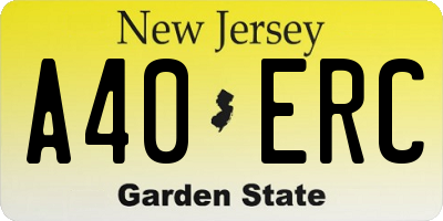NJ license plate A40ERC