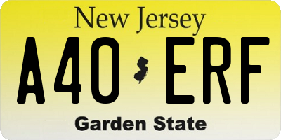 NJ license plate A40ERF