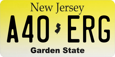 NJ license plate A40ERG