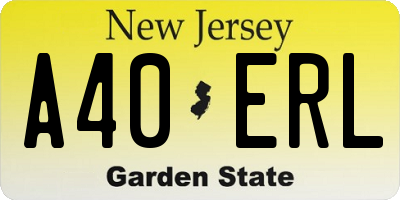 NJ license plate A40ERL