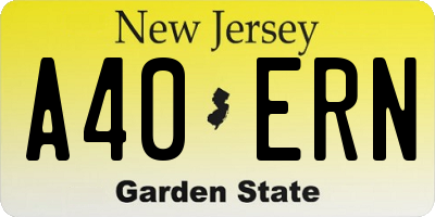NJ license plate A40ERN