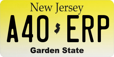 NJ license plate A40ERP