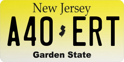 NJ license plate A40ERT