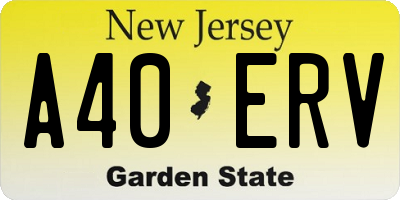 NJ license plate A40ERV