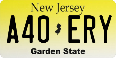 NJ license plate A40ERY