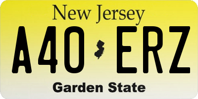 NJ license plate A40ERZ