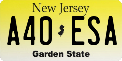 NJ license plate A40ESA