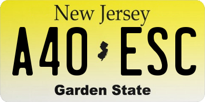 NJ license plate A40ESC