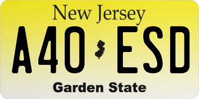 NJ license plate A40ESD
