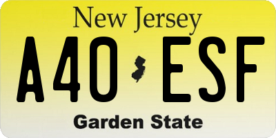 NJ license plate A40ESF