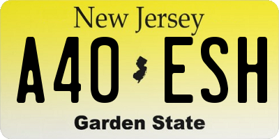 NJ license plate A40ESH