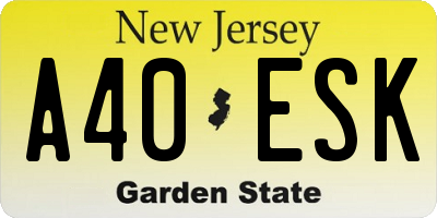 NJ license plate A40ESK
