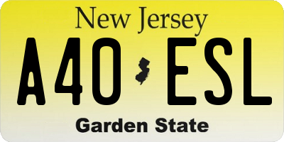 NJ license plate A40ESL
