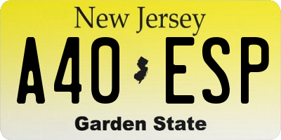 NJ license plate A40ESP