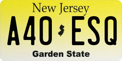 NJ license plate A40ESQ