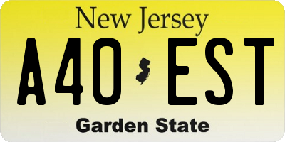 NJ license plate A40EST