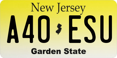NJ license plate A40ESU