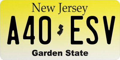 NJ license plate A40ESV