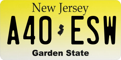 NJ license plate A40ESW