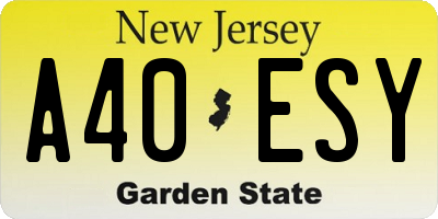 NJ license plate A40ESY