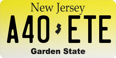 NJ license plate A40ETE