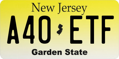 NJ license plate A40ETF