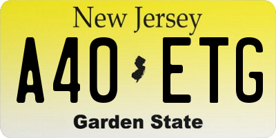 NJ license plate A40ETG