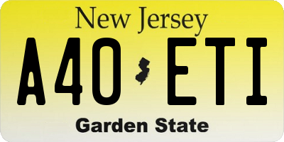 NJ license plate A40ETI