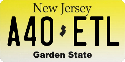 NJ license plate A40ETL