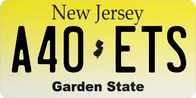 NJ license plate A40ETS