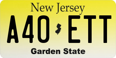 NJ license plate A40ETT