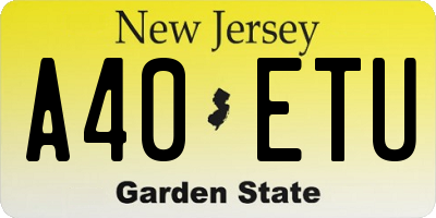 NJ license plate A40ETU