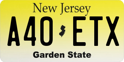 NJ license plate A40ETX