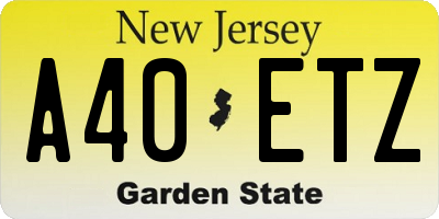 NJ license plate A40ETZ