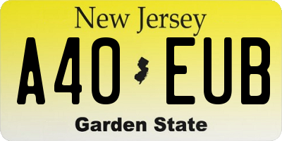 NJ license plate A40EUB
